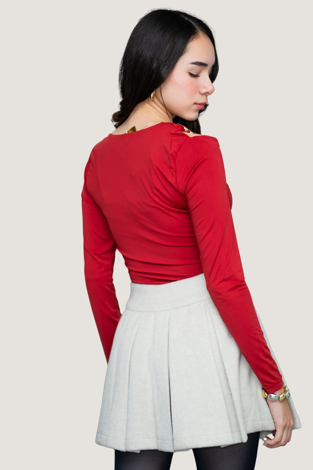 Falda Tableada Polar Beige