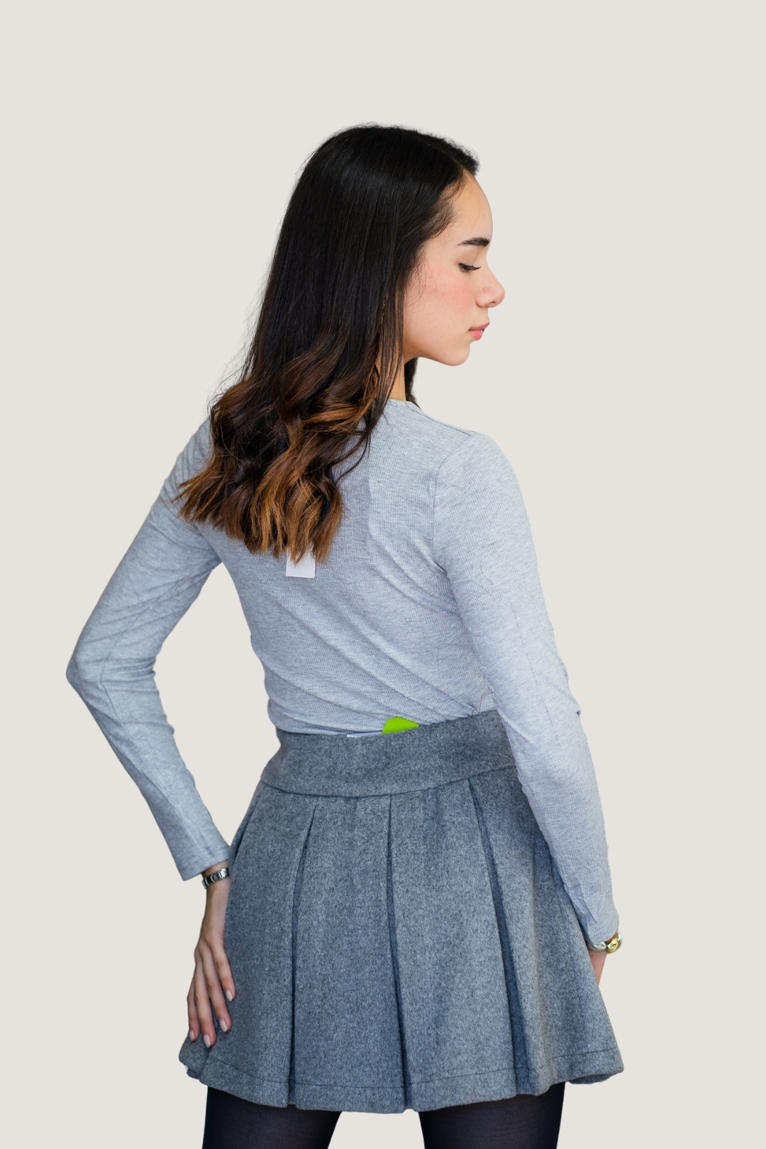 Falda Tableada Polar Gris