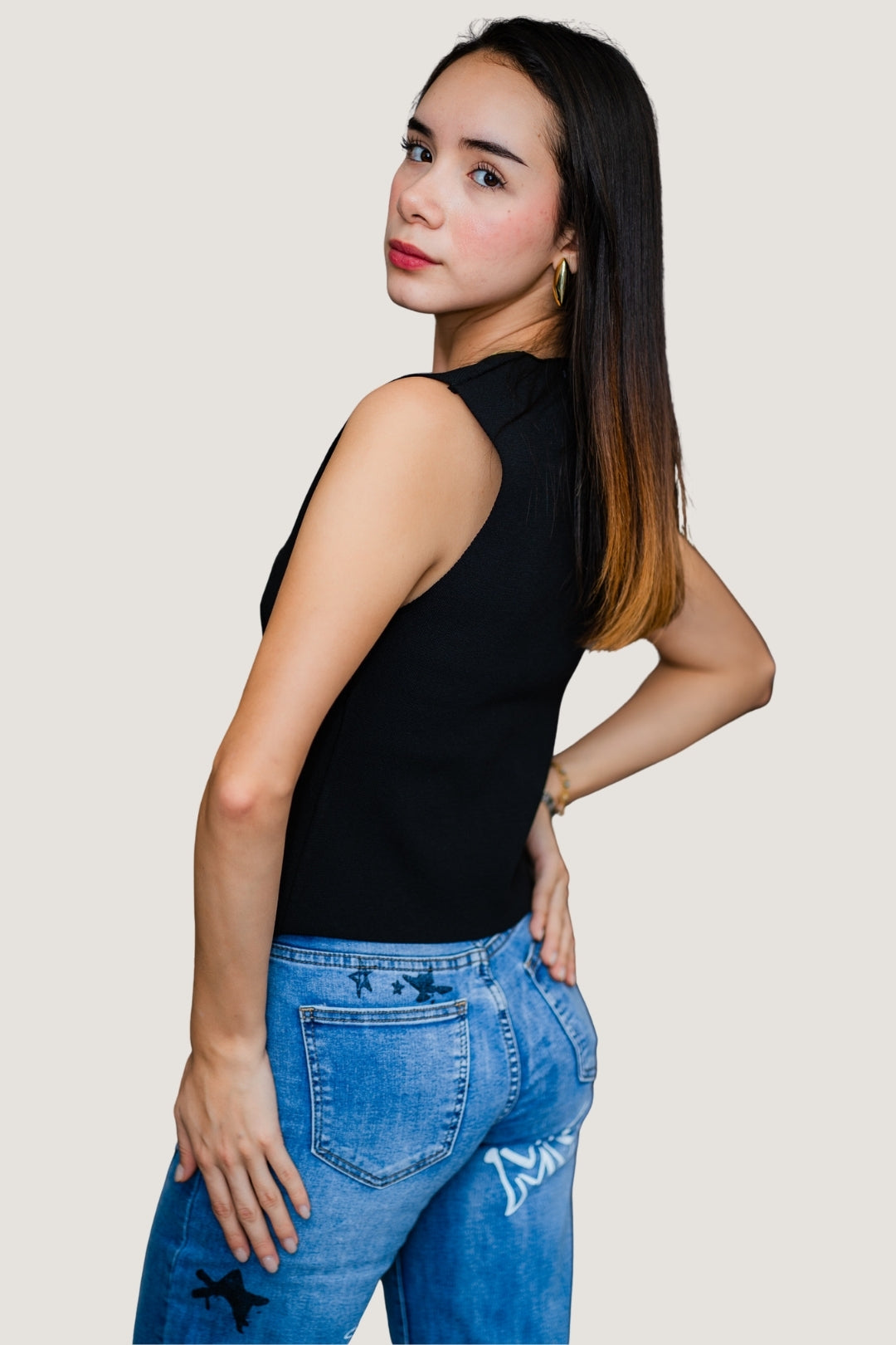 Jeans Wide Pants con Letras