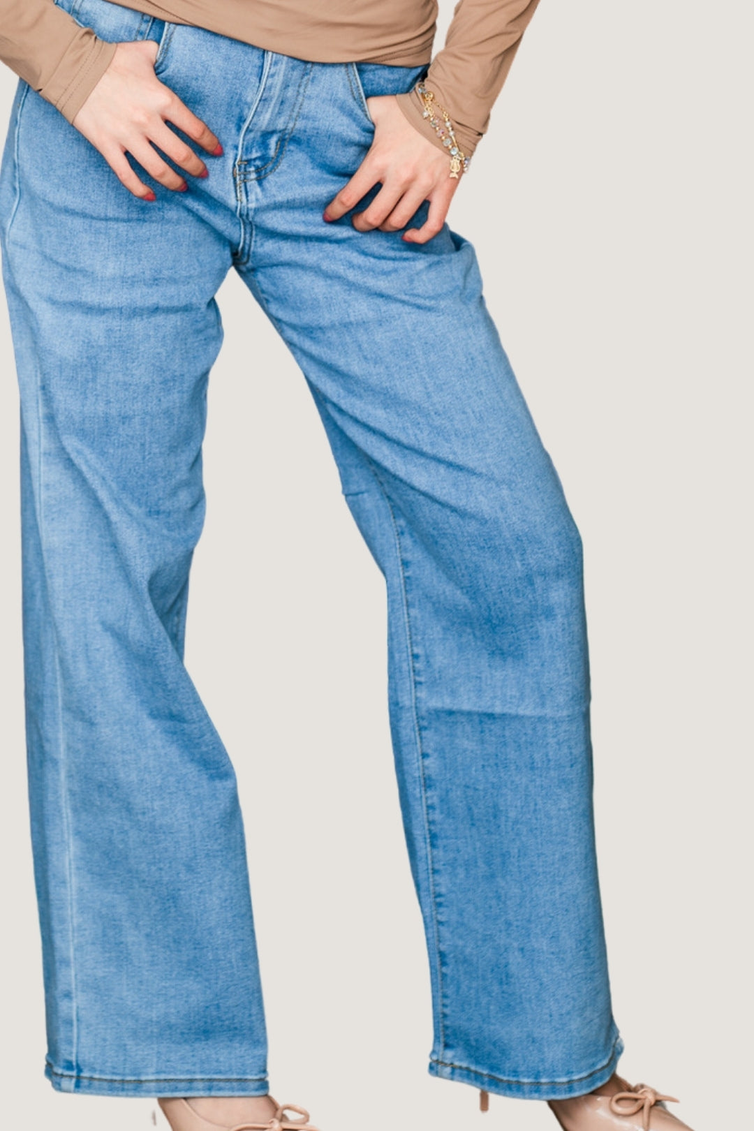 Jeans Wide Pants Liso | Mezclilla