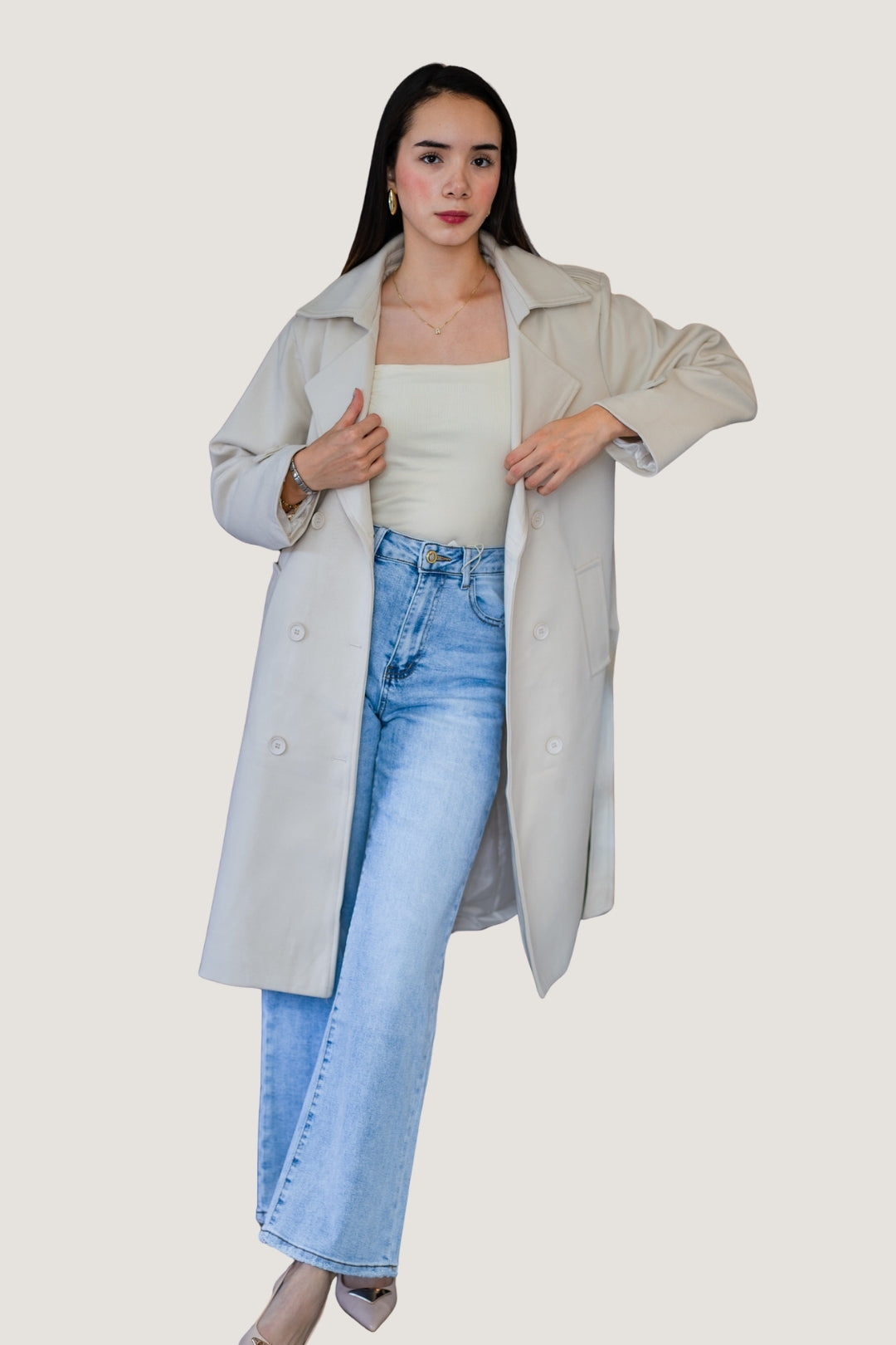 Jeans Wide Pants Liso | Corte Clásico y Fluido | Mezclilla Azul Claro