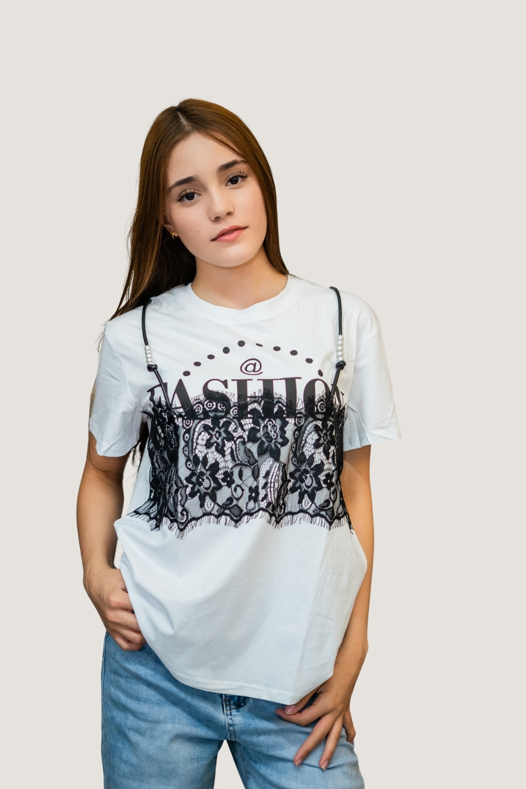 Playera Fashion de Tirantes | Algodón, Encaje y Detalles