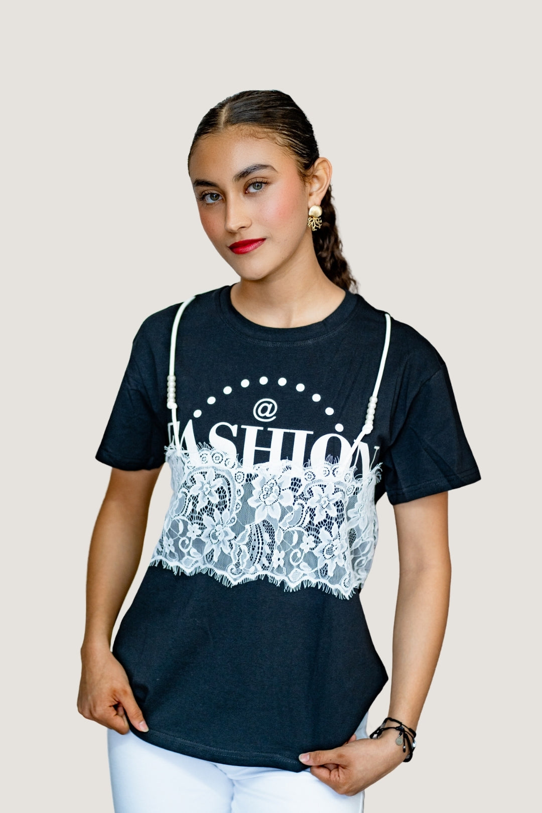 Playera Fashion de Tirantes | Algodón, Encaje y Detalles