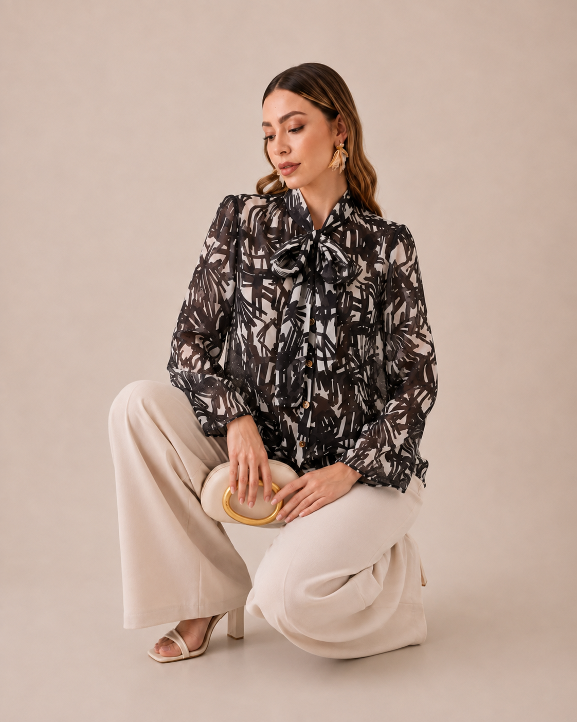 BLUSA ABSTRACT BOW BLACK