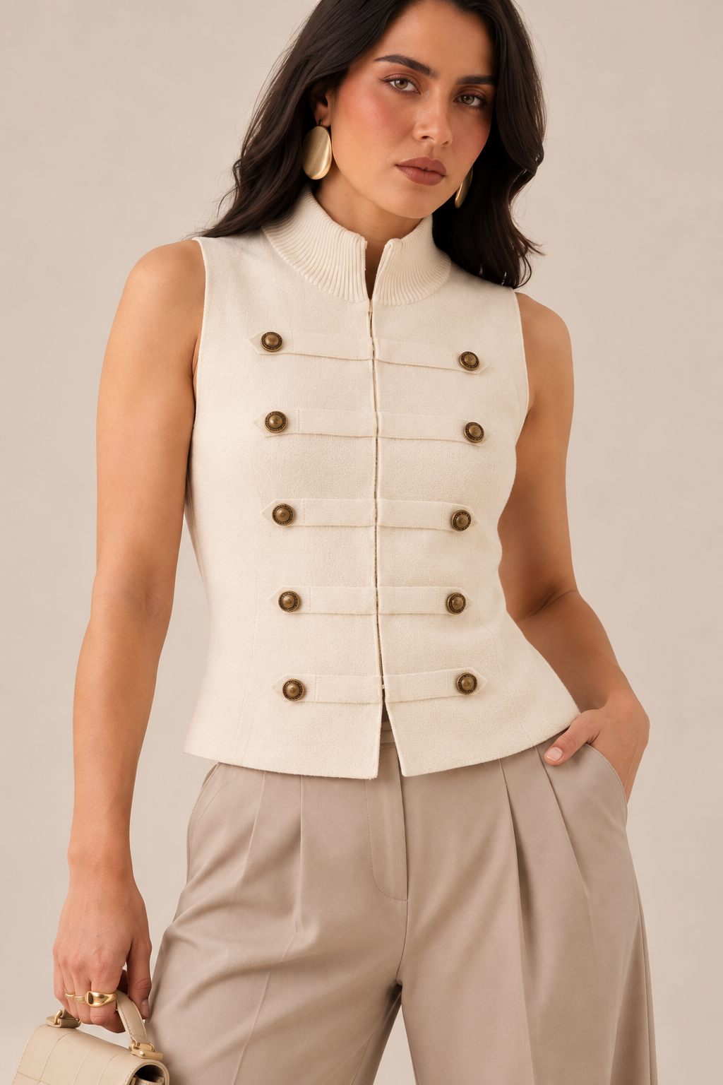CHALECO MILITARY KNIT IVORY