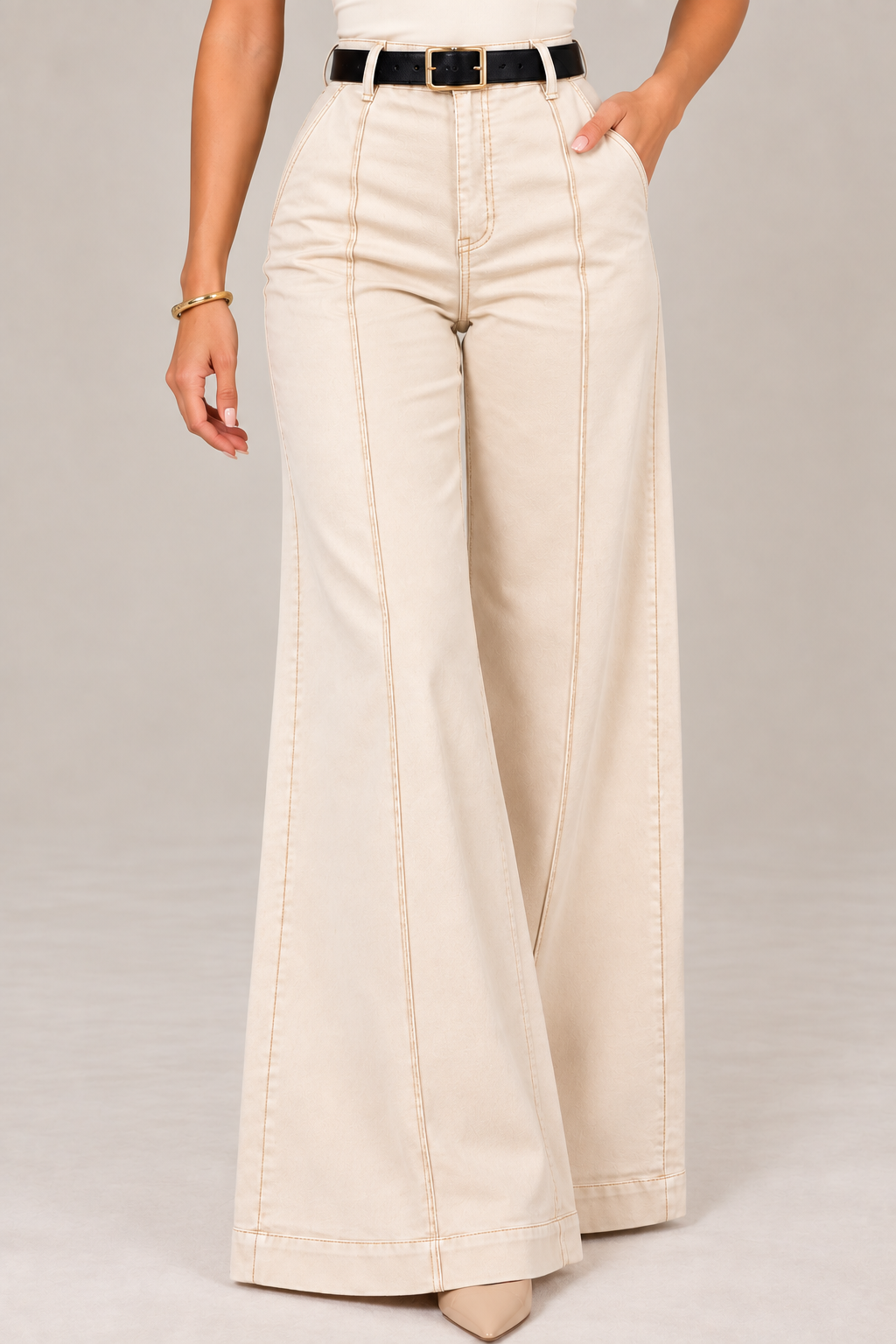 PANTALÓN WIDE LEG BEIGE
