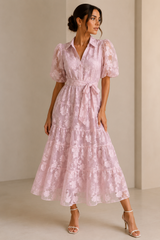 VESTIDO MIDI FLORAL ROSA