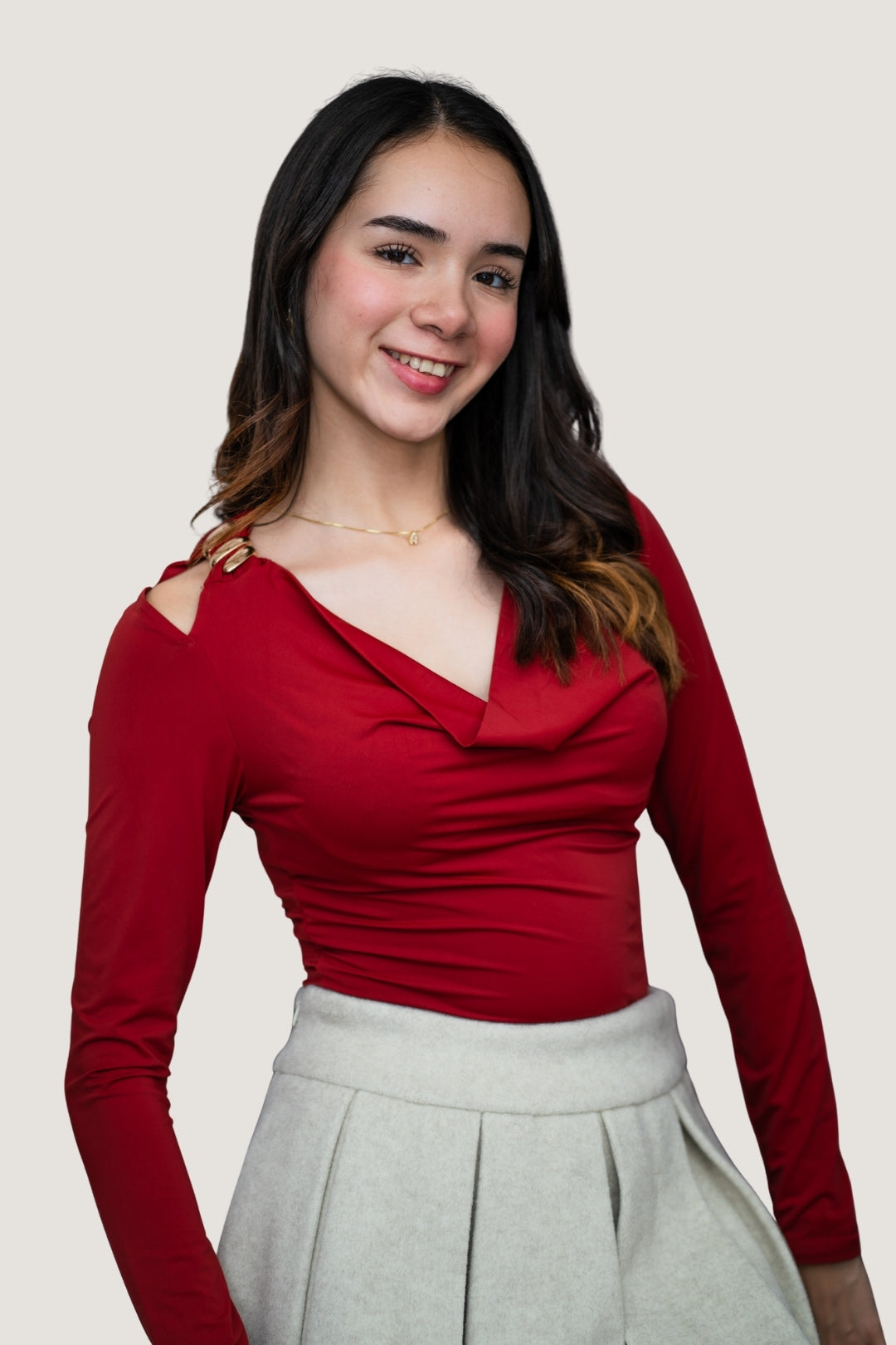 Falda Tableada Polar Beige