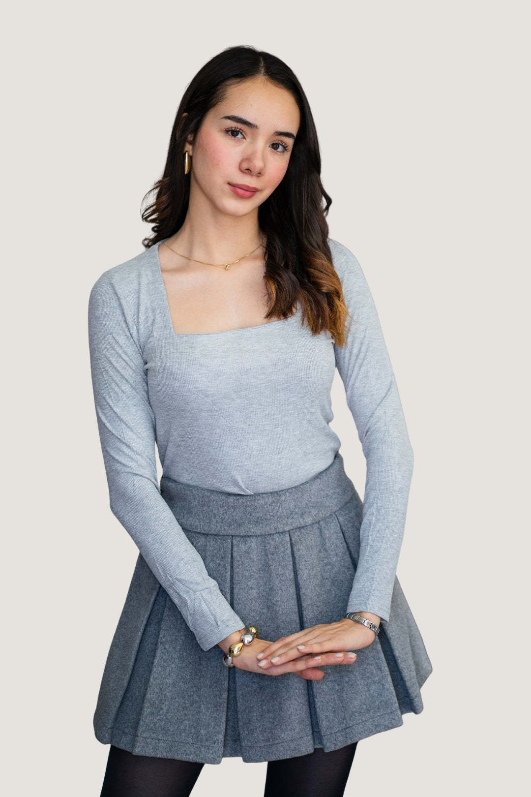 Falda Tableada Polar Gris