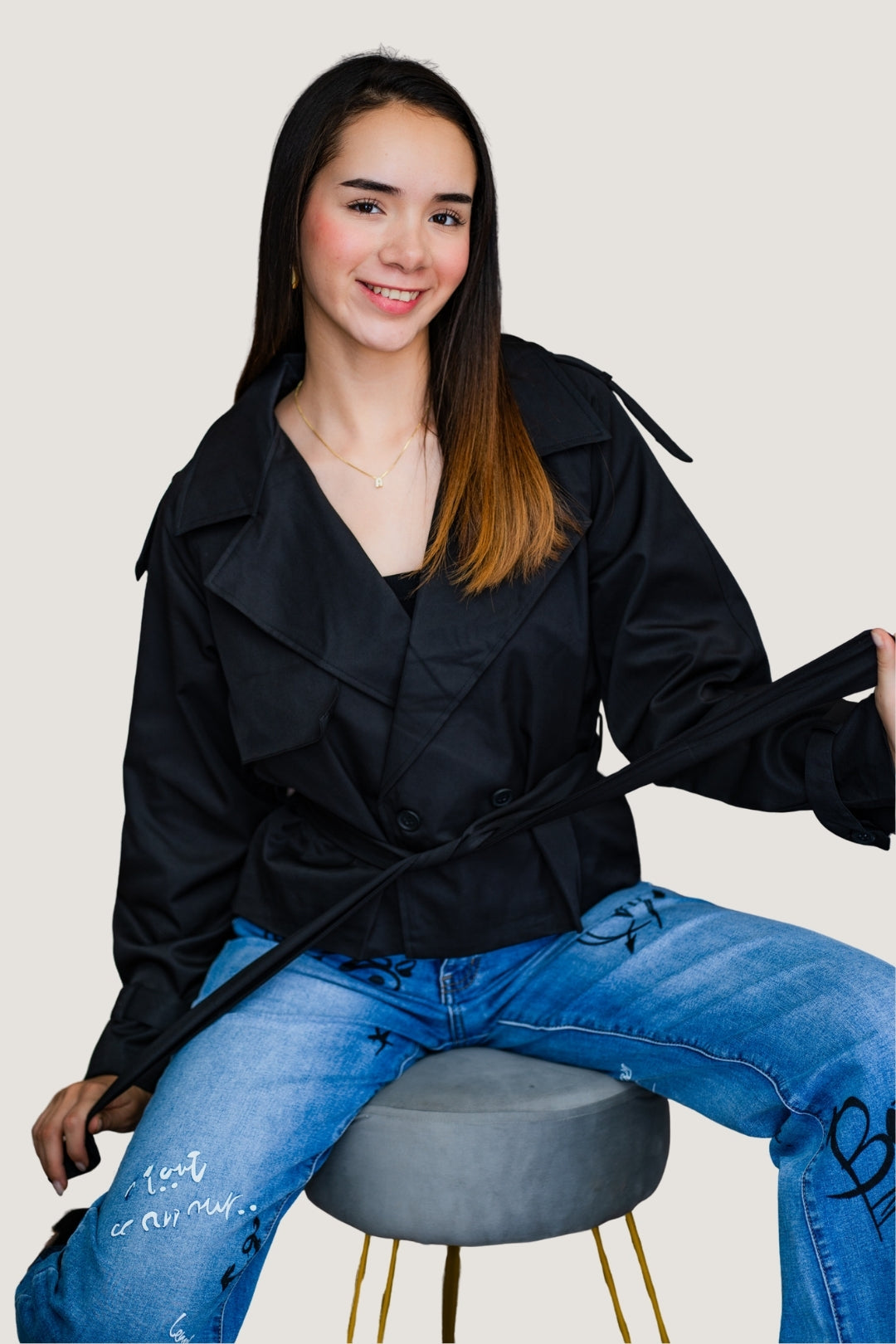 Jeans Wide Pants con Letras 