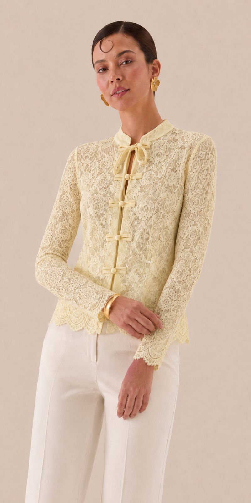 BLUSA ENCAJE ROMÁNTICA AMARILLO VAINILLA
