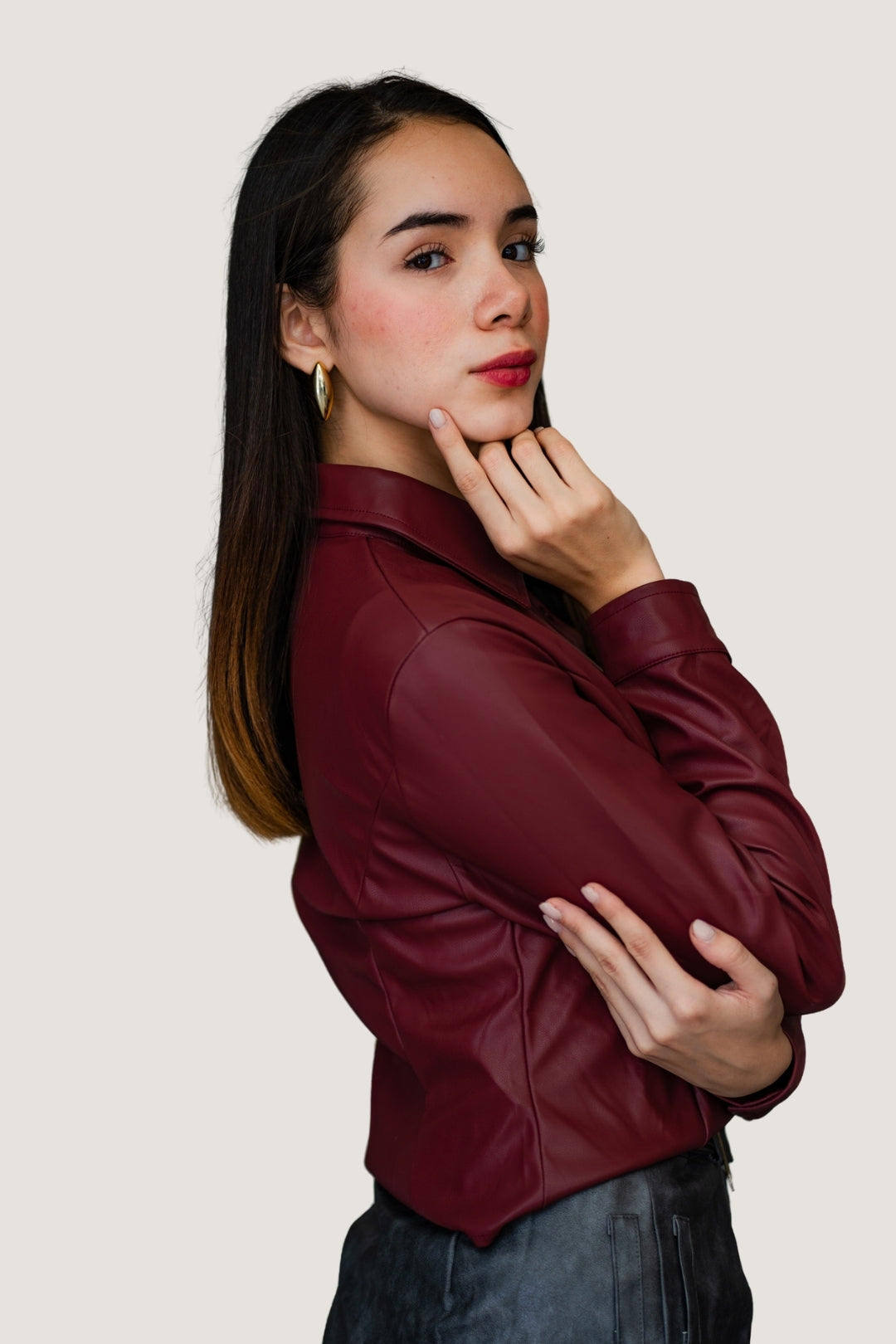 Camisa botones vinipiel Tinta