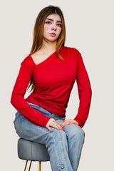 Blusa asimetrica licra roja