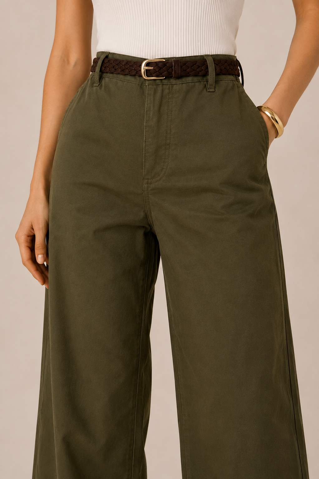 PANTALÓN WIDE LEG VERDE OLIVO