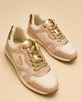 TENIS GUESS MONOGRAMA ROSA Y DORADO
