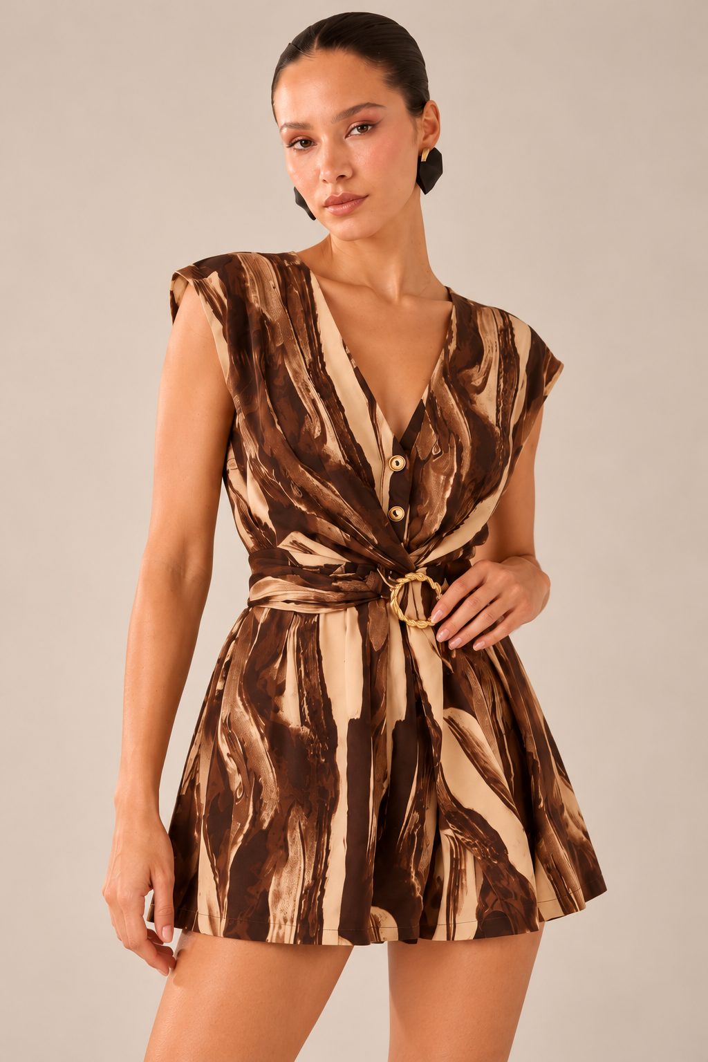 VESTIDO ABSTRACT MOCHA
