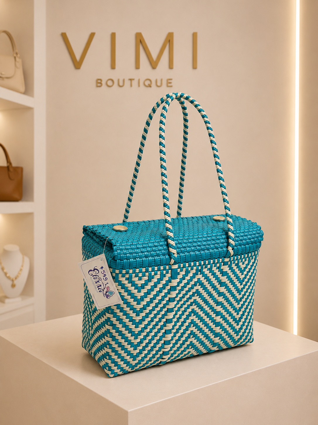 BOLSO TEJIDO TURQUESA
