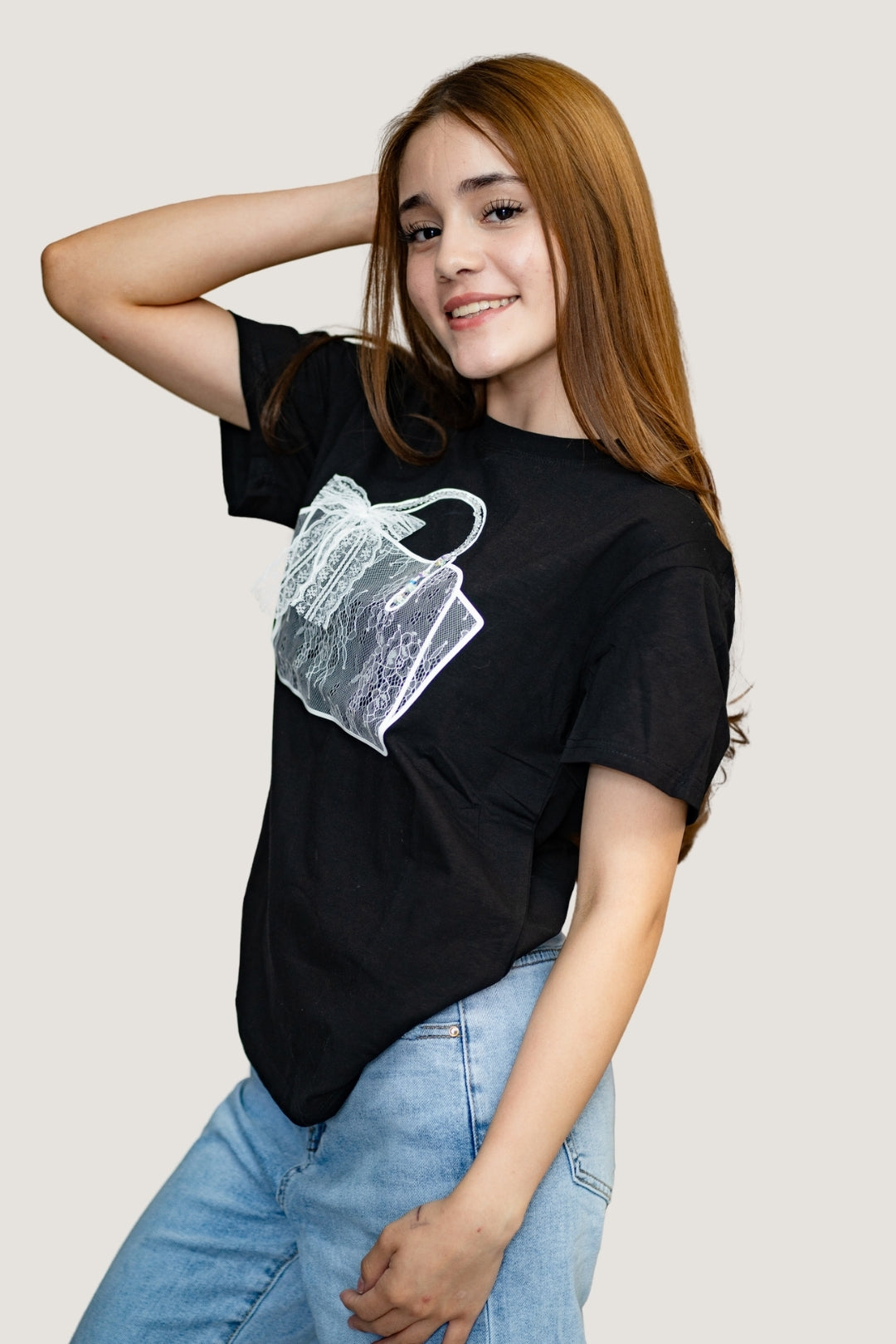 Playera de Algodón con Bolsa Frontal y Detalle de Encaje