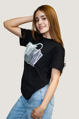 Playera de Algodón con Bolsa Frontal y Detalle de Encaje