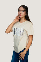 Playera "Word" con Aplicaciones Brillantes | Algodón Suave