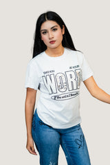 Playera "Word" con Aplicaciones Brillantes | Algodón Suave