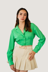 Blusa Corta con Botones Manga Larga