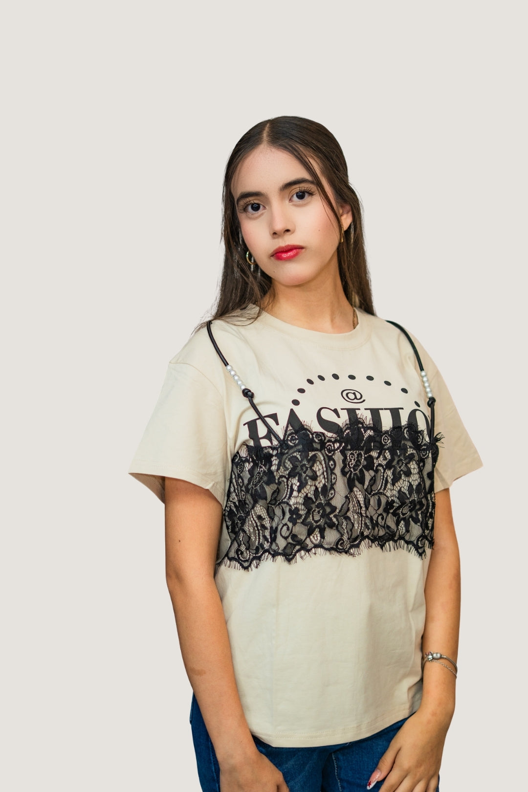 Playera Fashion de Tirantes | Algodón, Encaje y Detalles