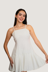 Vestido Corto de Tirantes Tableado