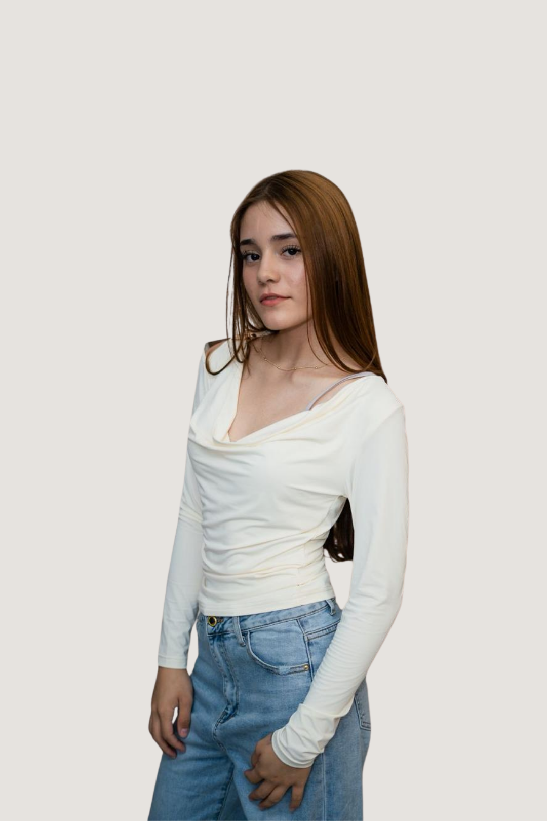 Blusa Manga Larga Cuello Colgado