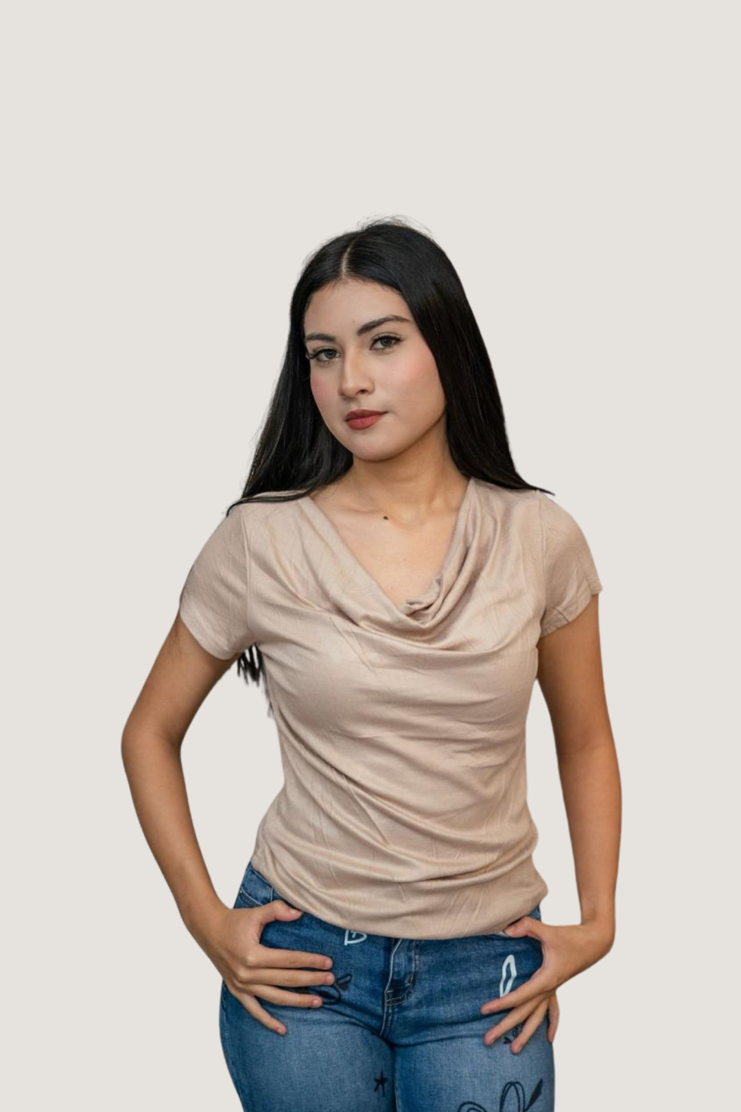 Blusa Manga Corta Cuello Colgado