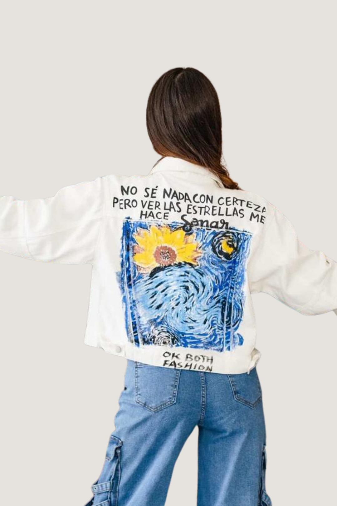 Chamarra de Mezclilla Pintada a Mano Diseño 