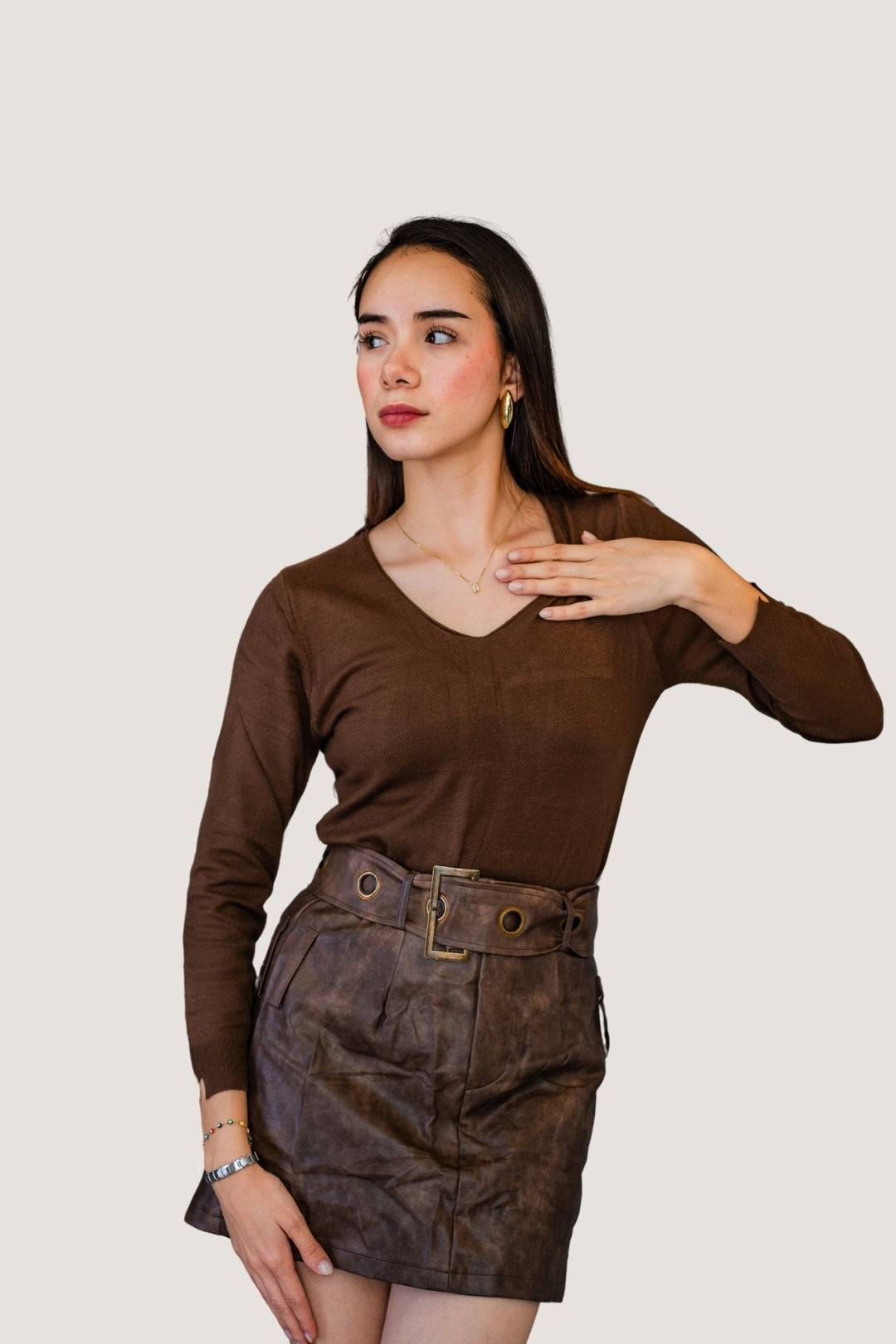 Blusa de Tejido Tipo Suéter | Algodón con Elastano | Suavidad Ligera y Ajuste Confortable