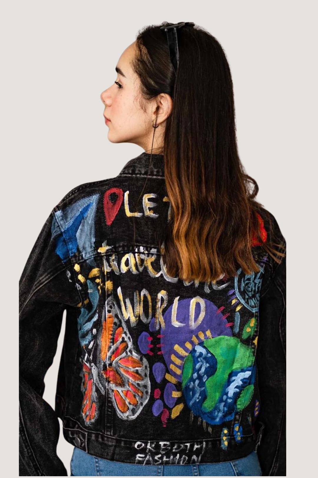 Chamarra de Mezclilla Pintada a Mano Diseño 