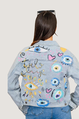 Chamarra de Mezclilla Pintada a Mano DIseño "Ojos Turcos"