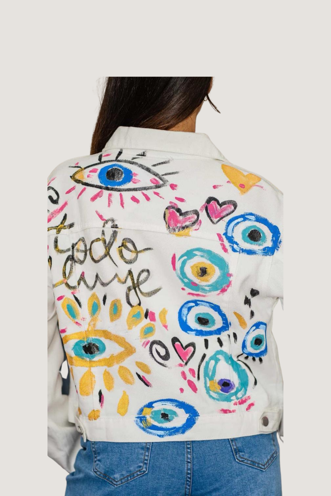 Chamarra de Mezclilla Pintada a Mano DIseño 