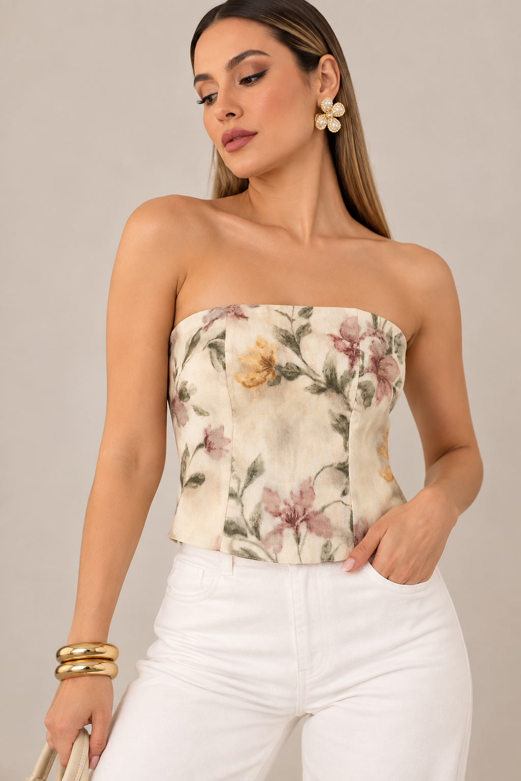 TOP STRAPLESS FLEUR D’IVOIRE