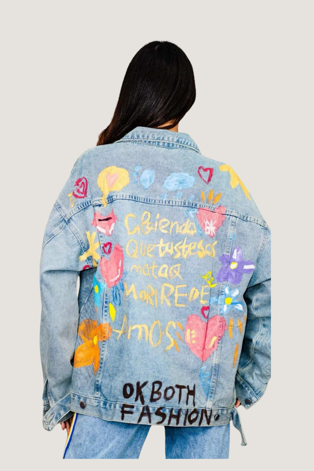 Chamarra de Mezclilla Pintada a Mano Estilo 