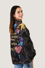 Chamarra de Mezclilla Pintada a Mano Estilo "Oversize"