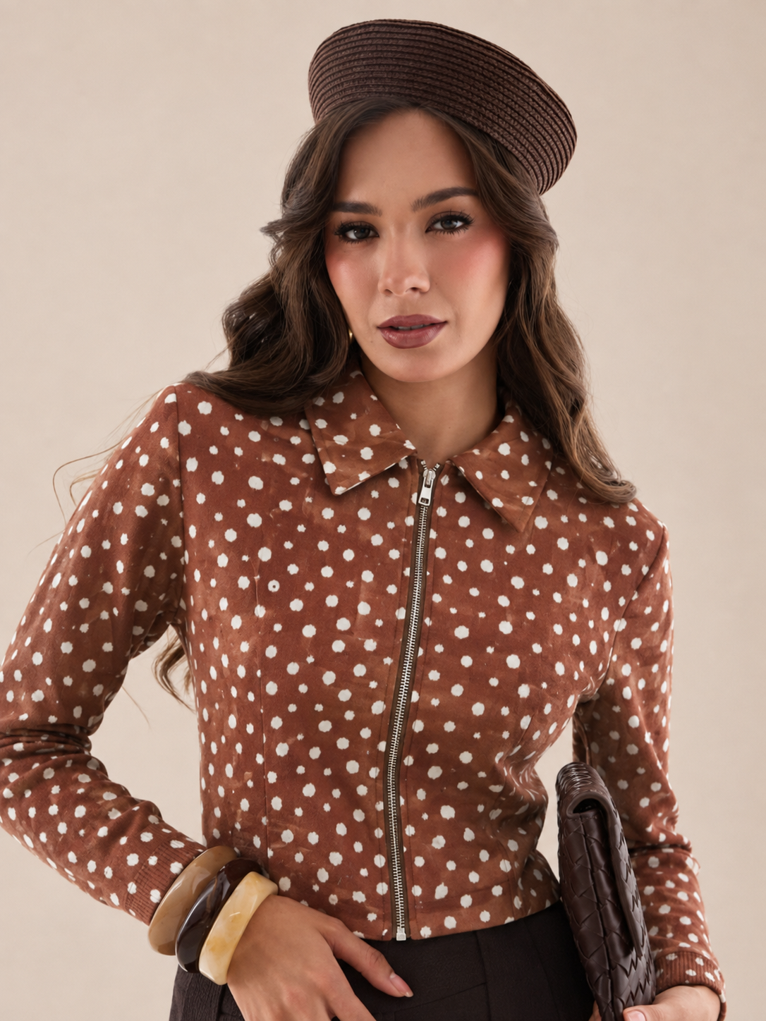 CHAQUETA ESTAMPADA TERRACOTA