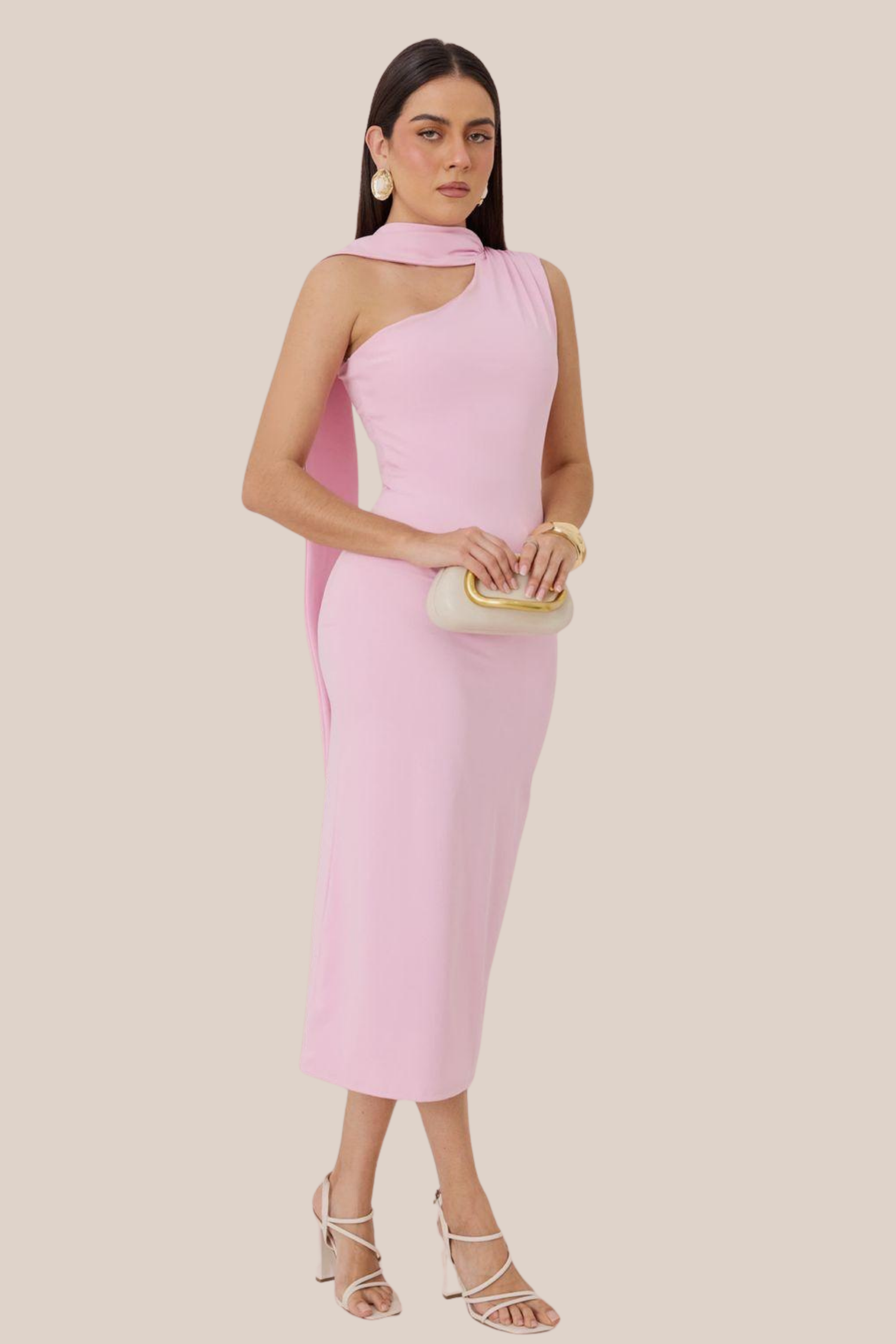 Vestido Rosa Cuello Halter de Licra