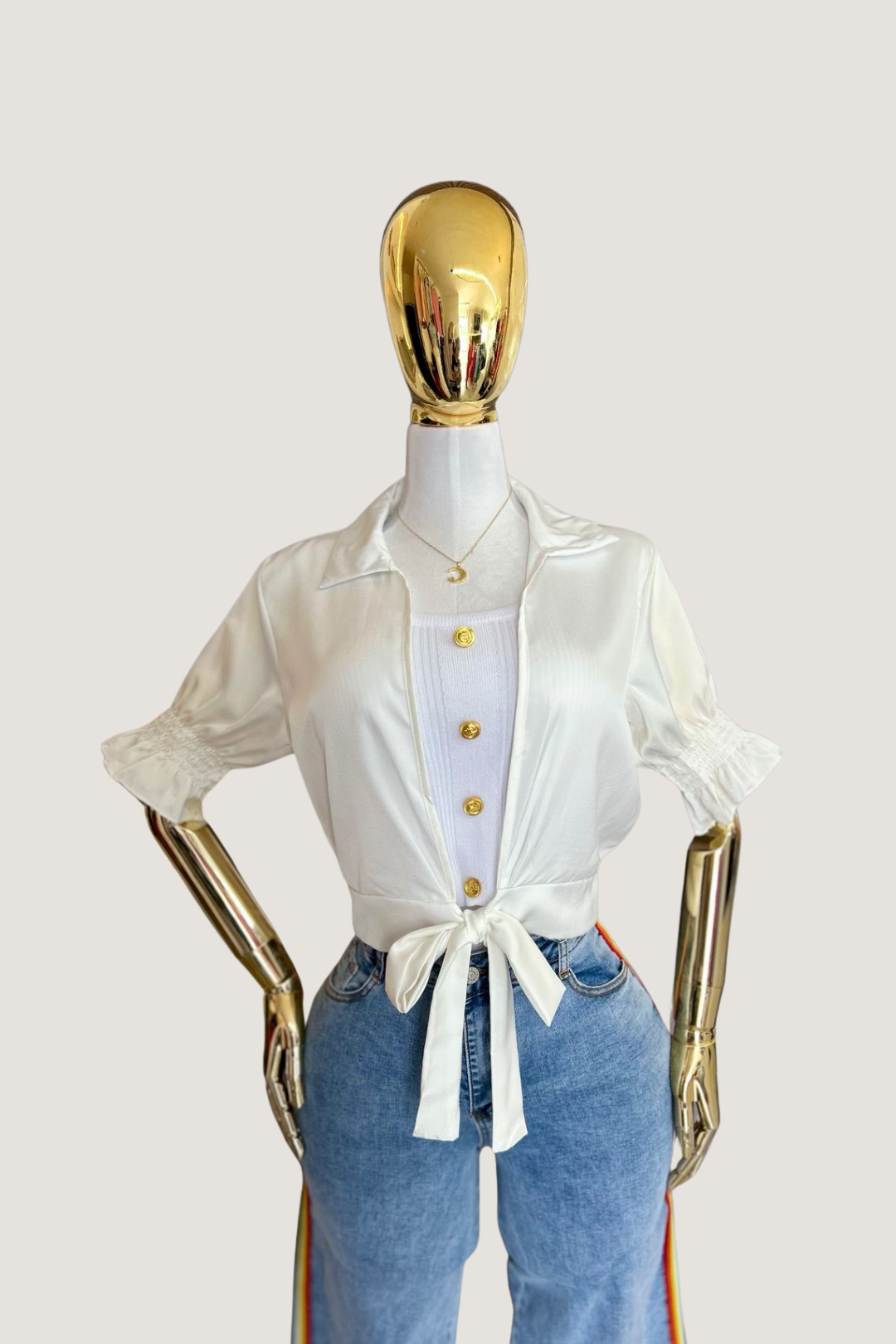 Blusa Manga Corta Estilo Crop