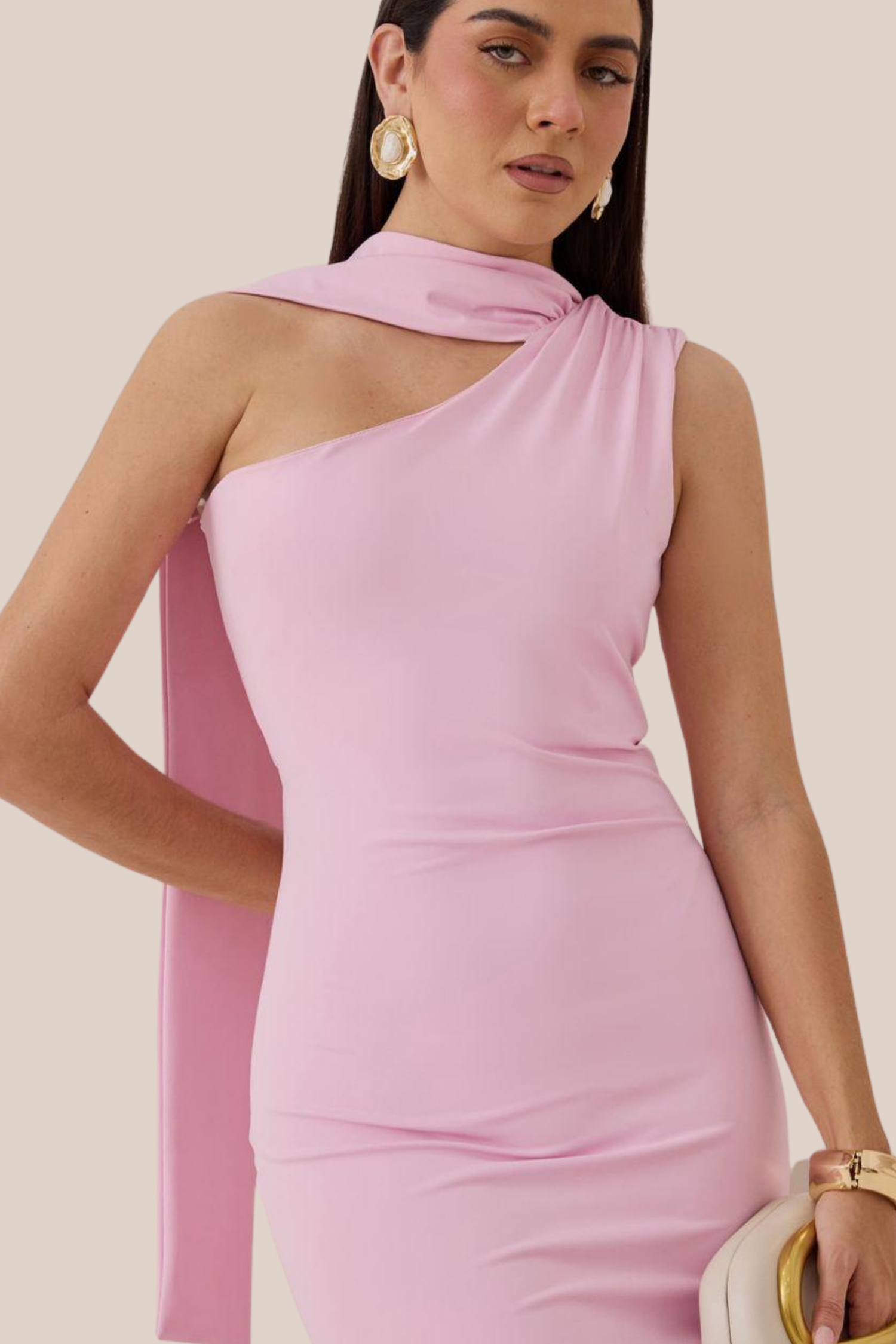 Vestido Rosa Cuello Halter de Licra