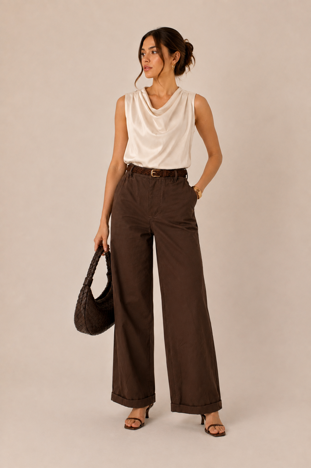 PANTALÓN WIDE LEG CAFÉ