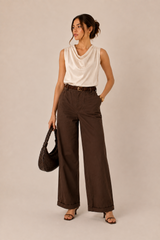 PANTALÓN WIDE LEG CAFÉ