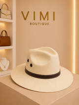SOMBRERO PANAMÁ MARFIL CON CINTA CAFÉ