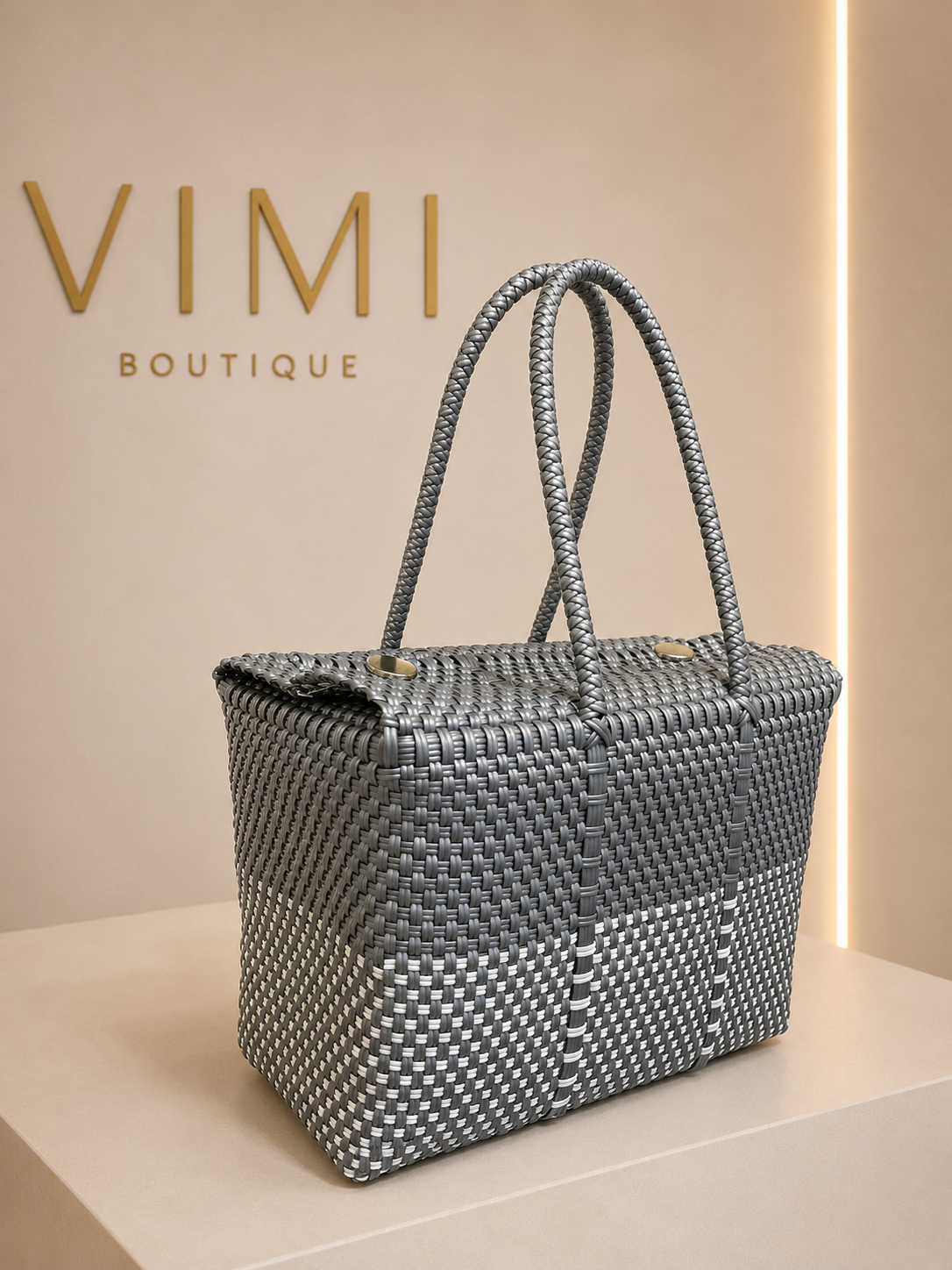 BOLSA TEJIDA GRIS