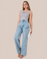 JEANS CARGO WIDE LEG CELESTE