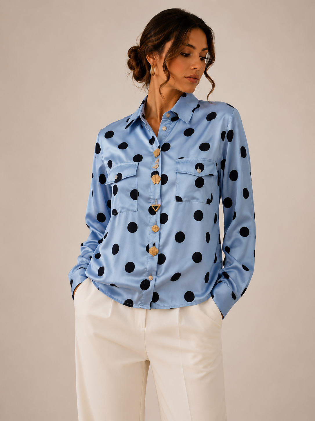 Blusa Satin Azul Cielo