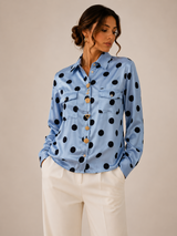 Blusa Satin Azul Cielo