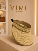 VISERA TEJIDA NATURAL CON BORDE OLIVO